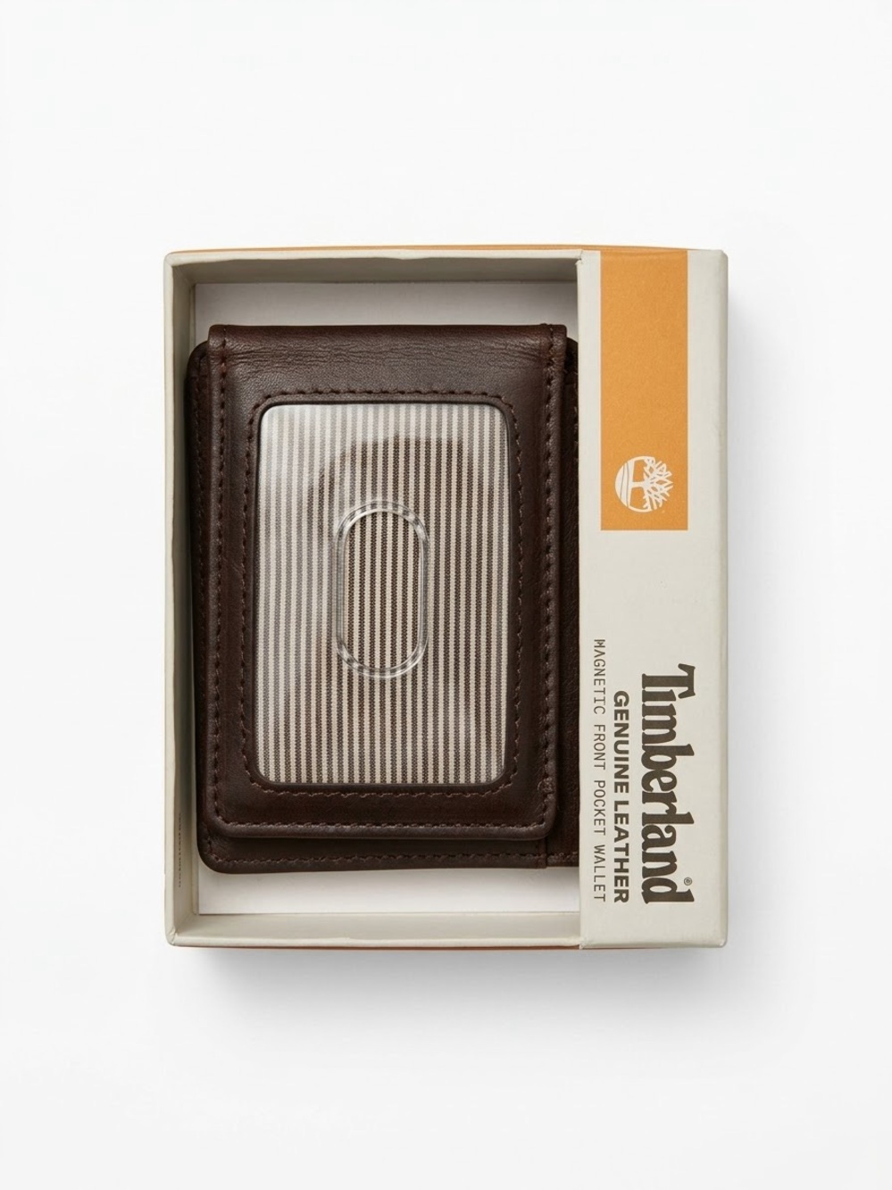 Timberland Brown Leather Magnetic ID Card Holder Wallet